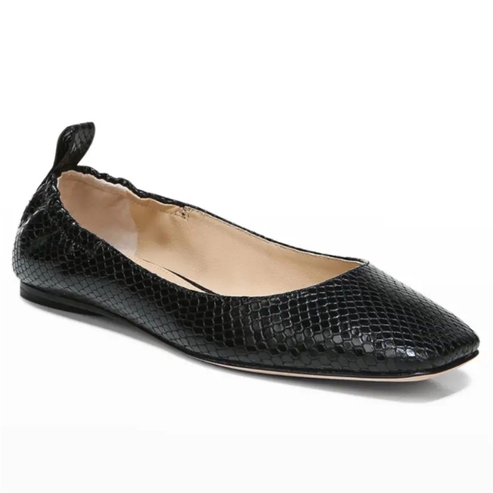Veronica Beard Allison Square Toe Leather Ballet Flat In Black Size 9